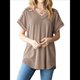 thumbnail image 2 of Blusa Informal de Verano para Mujer, de Corta, con Cuello en V, de Punto, Holgada, , Elegante. Camello S, 2 of 8