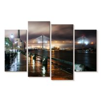 Elephant Stock Savannah Boardwalk Wall Art - Horizontal Multi Panel Canvas - Living Room Wall Decor - Places Multi Panel - Blue And Orange Decor - 36" x 22"