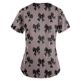 thumbnail image 4 of Scrubs, Four Seasons Nursing Scrub Shirt Christmas Nurse Work Apparel Hand Wash Clinical Tops Nightmare Before Womens Cotton Hemp Blend Medical Uniform Short Sleeve V-Neck Brown L, 4 of 4