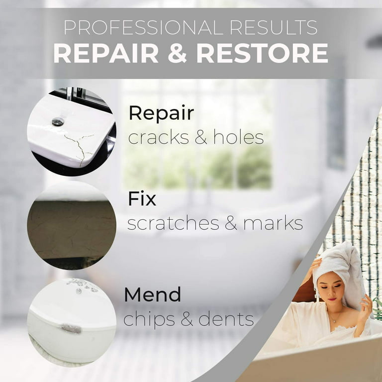 FORTIVO Fiberglass Repair Kit, Porcelain Repair Kit - Fiberglass Tub Repair  Kit for Acrylic, Tub Repair Kit for Any Bathtub Color - Bath