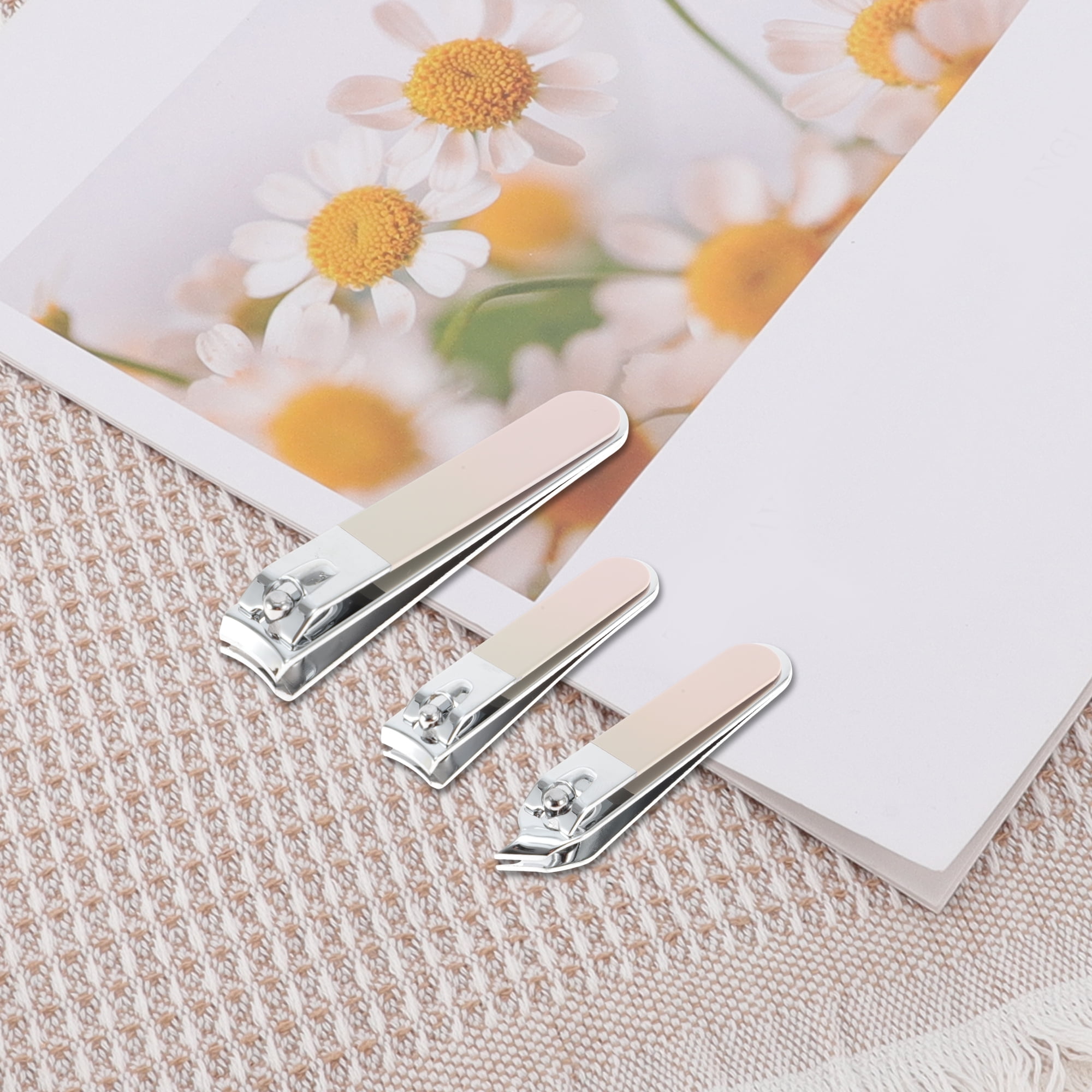 Unique Bargains Portable Mirror Light Nail Clipper Set Gradient Pink