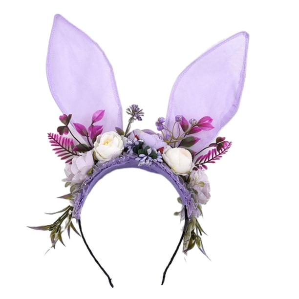 Diadema con orejas de conejo, tocado para disfraces, Halloween, cosplay, vacaciones Púrpura