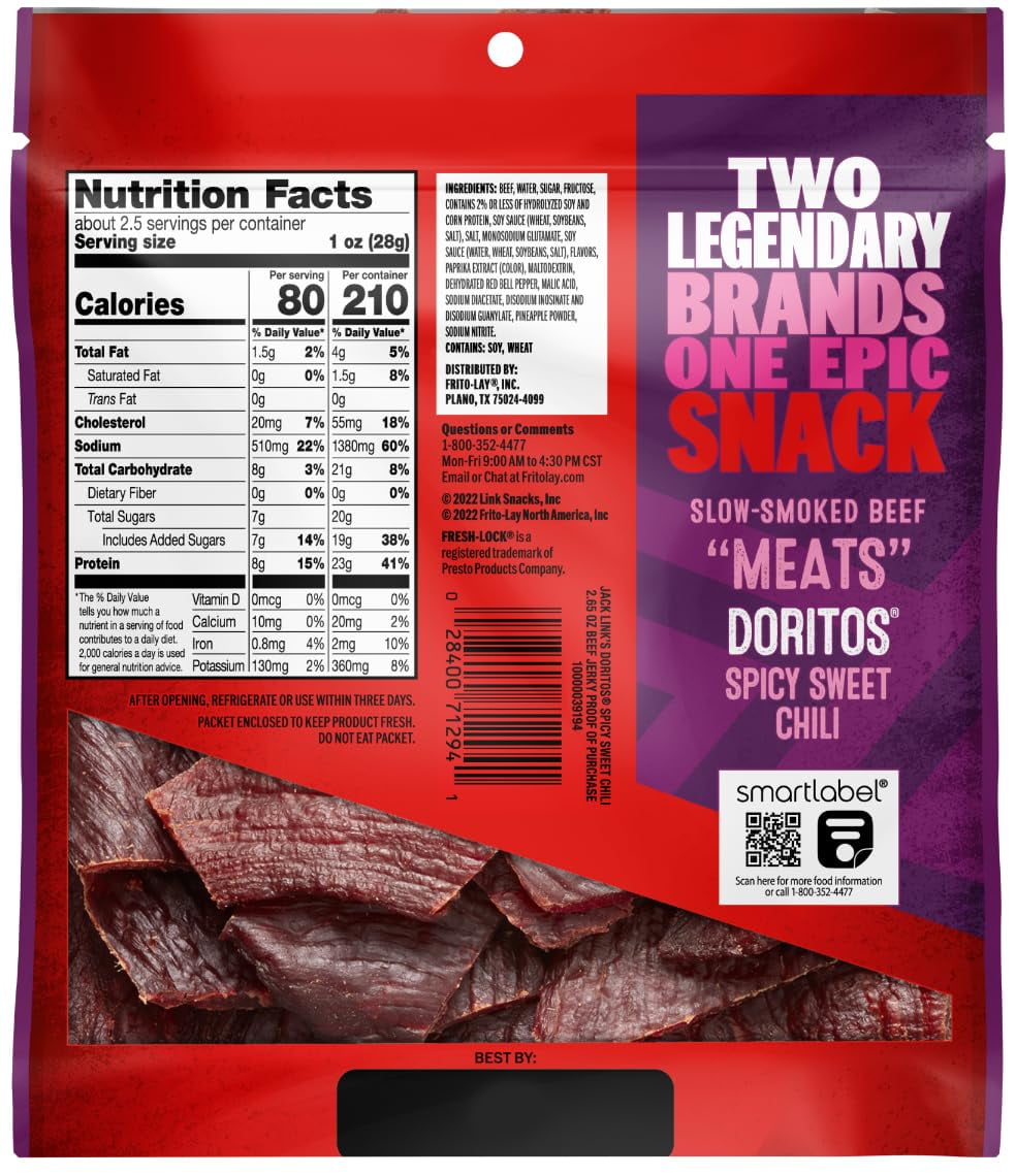 Frito-Lay Jack Link�s Variety Pack Doritos Spicy Sweet Chili and Flamin� Hot Beef Jerky 2.65 Ounce (Pack of 2) Bundled by SUPERDEALS with Mystery Gift