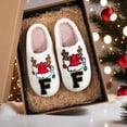 thumbnail image 5 of Womens Christmas Slippers Size 8 Fuzzy Cute Outdoor Indoor Slippers Xmas Santa Reindeer Letter Print Fashion Winter Shoes (Red & White, F), 5 of 7