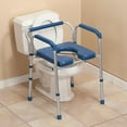 Folding Commode with Padded Seat, Portable Toilet and Bedside Commode