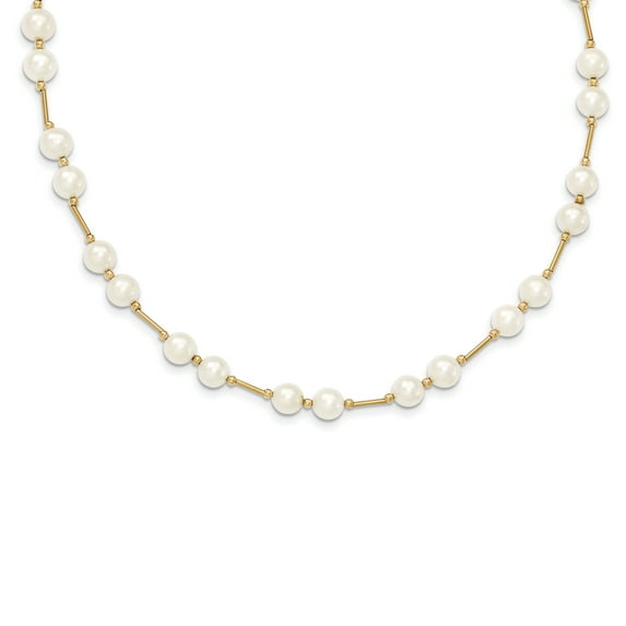 Beautiful 14K 6-7mm White Near Round Freshwater Cultured Pearl Bead Necklace