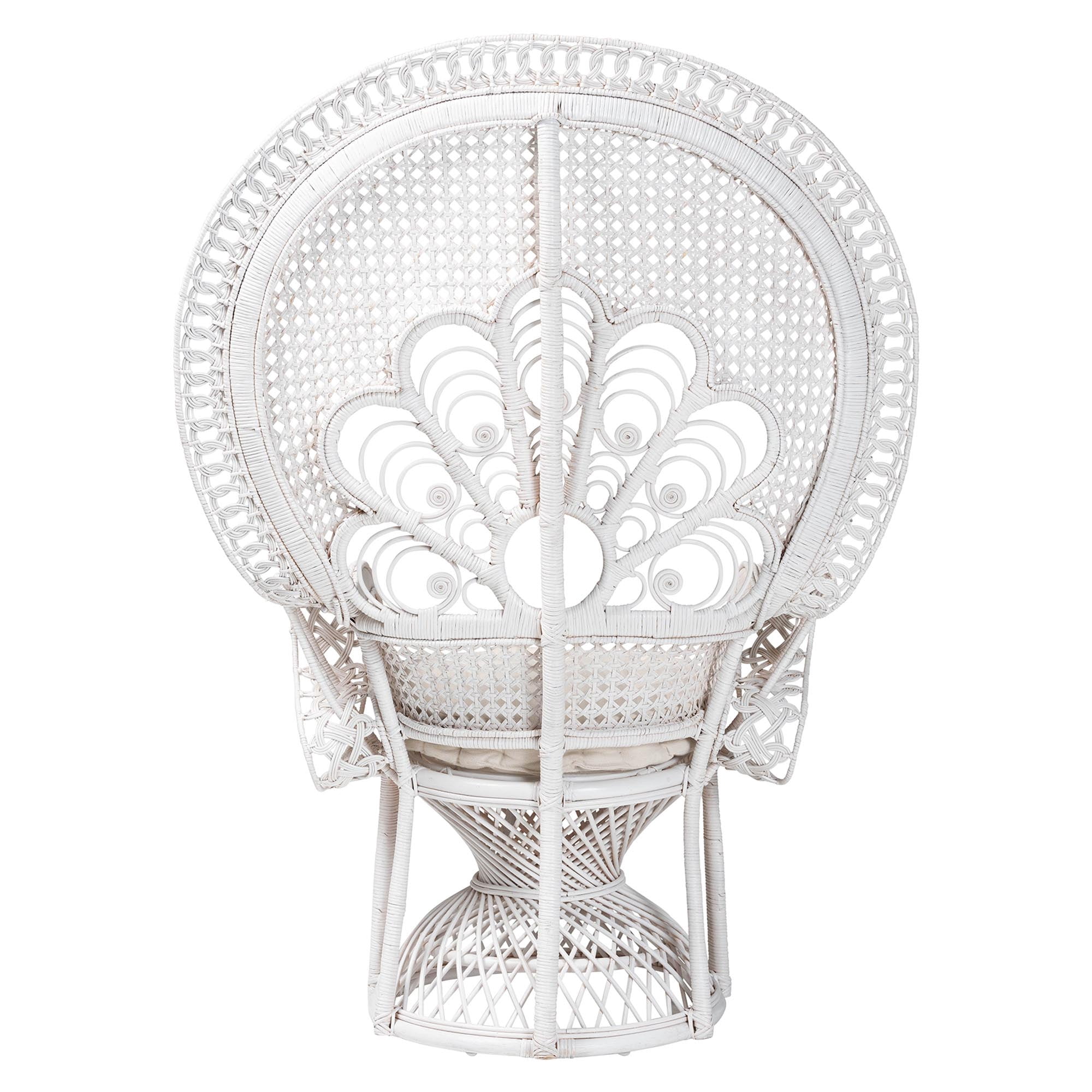 bali & pari Ediva Rattan BOHO Peacock Chair, White