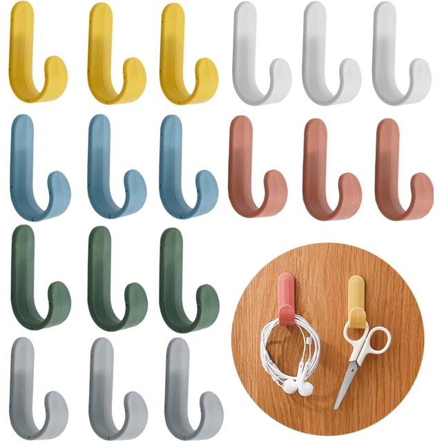 Ganchos autoadhesivos para pared, paquete de 24, ganchos para llaves, ganchos decorativos para pared, ganchos para toallas, sombreros, entrada, baño, cocina, sala de estar, oficina
