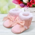 thumbnail image 2 of RMGVDSD Baby Boy Girl Boots Shoes Winter Snow Crib Shoes Bowknot Non- Soft Sole Warm Toddler Prewalker Booties 0-6 Months, 2 of 8