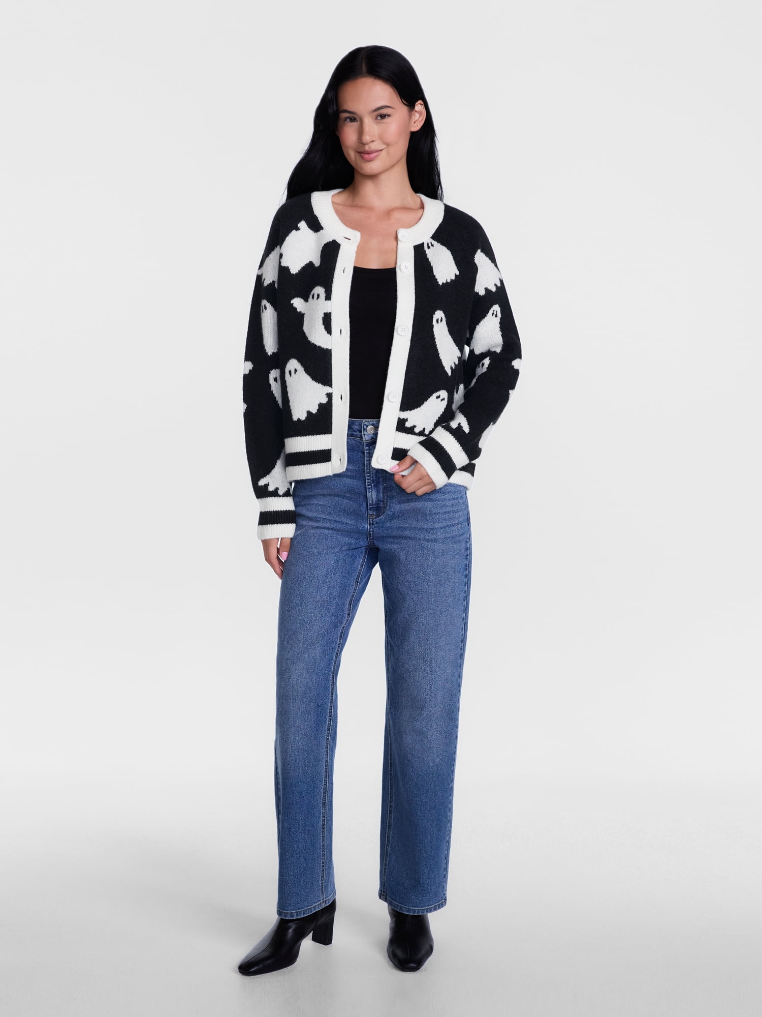 Women's Halloween Ghosts Graphic Sweater from Way to Celebrate, Sizes S-4X