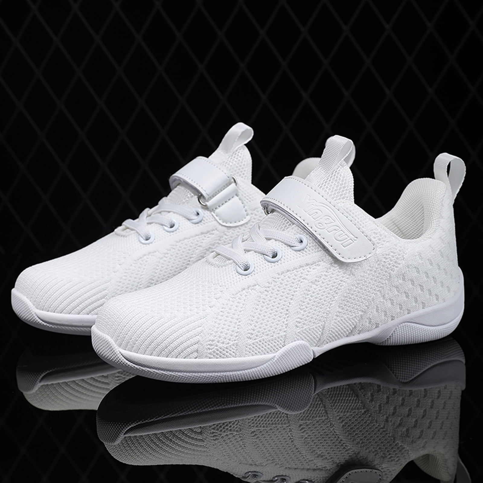 DADAWEN Girls Wihte Cheerleading Shoes Dance Fitness Training Athletic Cheer Sneakers for 1 Little Kid