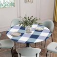thumbnail image 5 of Navy Blue Plaid Round Tablecloth for 45-54 Inch Tables,Fitted Table Cover with Elastic Edge,Spring Farmhouse Buffalo Checkered Waterproof Outdoor Table Cloth Protector for Patio Garden Dinner Picnic, 5 of 9