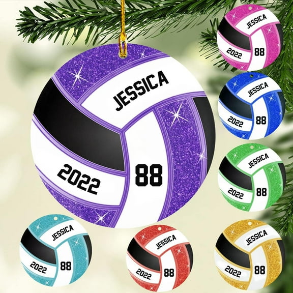 Personalized Name Volleyball Ornament for Chrismas 2023, Custom Wood Volleyball Ornaments for Christmas Tree, Volleyball Ornaments for Men, Boy Christmas Pine Tree Hanging
