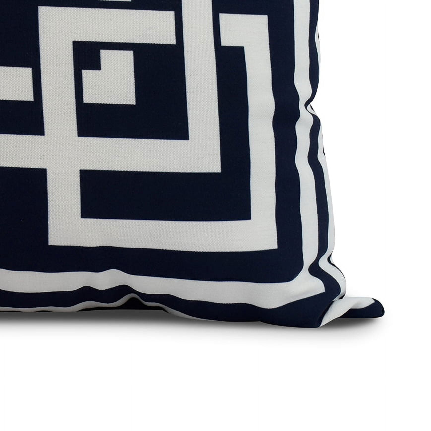 Simply Daisy, 20" x 20" Greek New Key, Geometric Print Outdoor Pillow, Navy