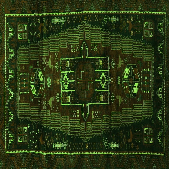 Ahgly Company Indoor Square Persian Green Traditional Area Rugs, 4' Square