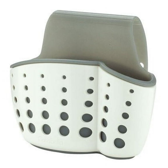 Casabella Sink Sider? Faucet Sponge Holder, Versatile Tool, Storage Capabilities, Use in Kitchen or Bathroom, White/Grey