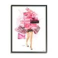 thumbnail image 5 of Stupell Industries Pink Glam Gift Stack Fashionista Shopping Pose Beauty & Fashion Painting Gray Framed Art Print Wall Art, 16 x 20, 5 of 5