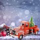 thumbnail image 3 of Camion rouge vintage de Noël en métal avec décorations d'arbres de Noël pour la maison, la cheminée, le bureau, les vacances, les fournitures de Noël, 3 of 4