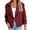 Burgundy, variant on Double Breasted Women Solid Color Casual Crop Trench Coat Lady Office Jacket with Pocket