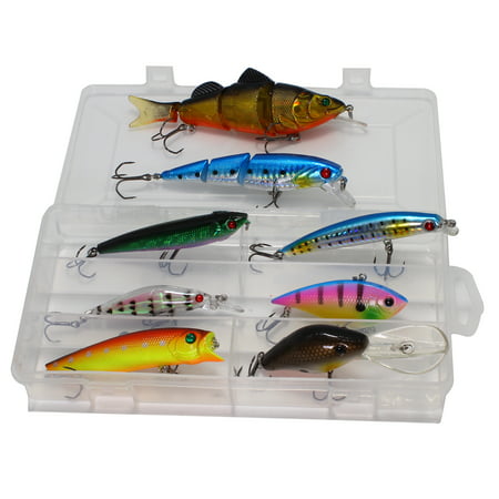 8 PCS Fishing Lures Bait Kit Including Multi-Jointed Swimbaits, Crankbaits, Minnow Lures for Walleye Bass Trout Salmon, Storage Tackle