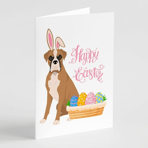 Natural Eared Fawn Boxer Easter Greeting Cards and Envelopes Pack of 8 7 in x 5 in