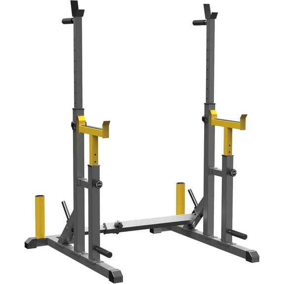 Adjustable Squat Rack Stand Heavy Duty Barbell Rack Bench Press Station Portable Exercise Equipment With Barbell Storage Holders For Home Gym Fitness Workout Strength Training, Black