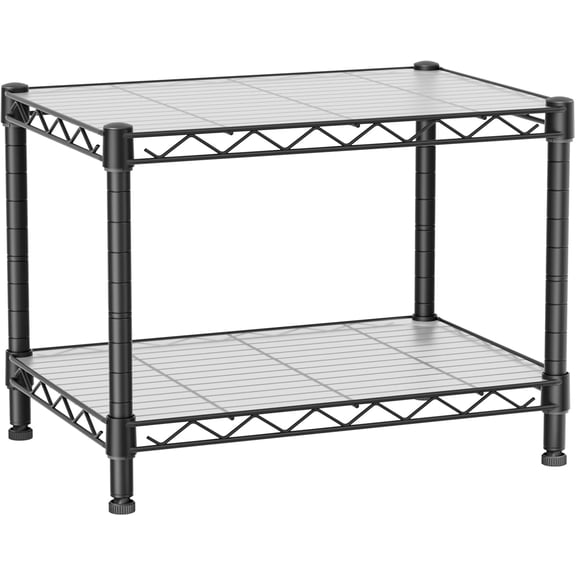 Small 2 Tier Shelves Storage Wire Shelving Unit Metal Shelf Adjustable Organizers for Bathroom Laundry Room Kitchen Pantry12”D x 18”W 12.2”H Black