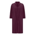 thumbnail image 5 of Htigea Trendy Peacoat for Women Solid Color Long Sleeve Lapel Collar Pocket Long Woolen Coat Oversized Casual Outerwear Fall Winter Purple,XXXL, 5 of 6