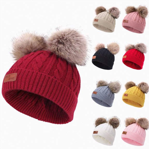 WUANDIXFA Toddler Beanie Baby Beanie Hats for Unisex Infant Toddler Knitted Beanie Newborn Hat for Boys Girls,Red,1-4 Years