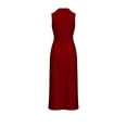 thumbnail image 6 of ClodeEU Women's Sleeveless V Neck Maxi Dress with Pockets and Side Slit, Casual Loose Fit Long Dress Red,Women's Plus M, 6 of 7