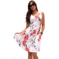 thumbnail image 3 of DEVOPS Women's Casual Sleeveless Daily T-Shirt Short Mini Top Dress with Pockets (Large, Floral White), 3 of 6