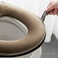 thumbnail image 3 of Cheers.US Toilet Seat Cover with Zipper, Washable Standard Toilet Lid Cover with Handle, Soft Thicken Warm Cover Pad Cushion for Bathroom, Fits All Elongated Toilet Seats, 3 of 7