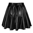 thumbnail image 4 of JIKNTTR Women's Fashion Metallic Skater Skirts Stretchy High Waist Aline Mini Skater Skirts Sparkly Shiny Flared Pleated Mini Skirts Party Tennis Skirt, 4 of 6