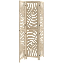 Paravent Intérieur HOMCOM 4 Panneaux Bois - Séparateur De Pièce Pliable 152 X 144,5 Cm, Perforé Naturel