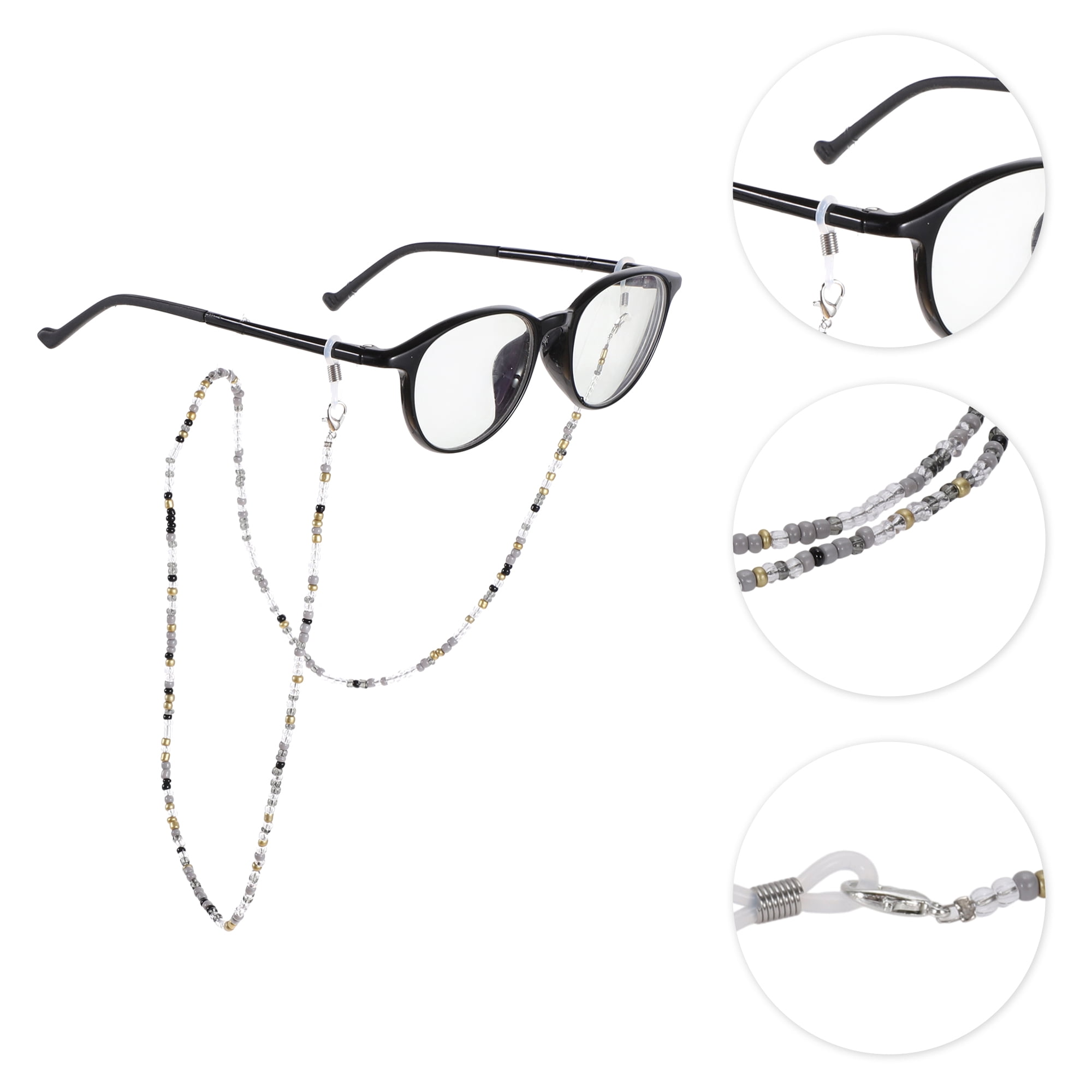 Unique Bargains Beaded Pattern Eyeglass Chain 1Pc Gray