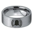 thumbnail image 2 of Tungsten Ringing Notification Bell Emoji Band Ring 8mm Men Women Comfort Fit Gray Flat Cut Brushed Polished, 2 of 4
