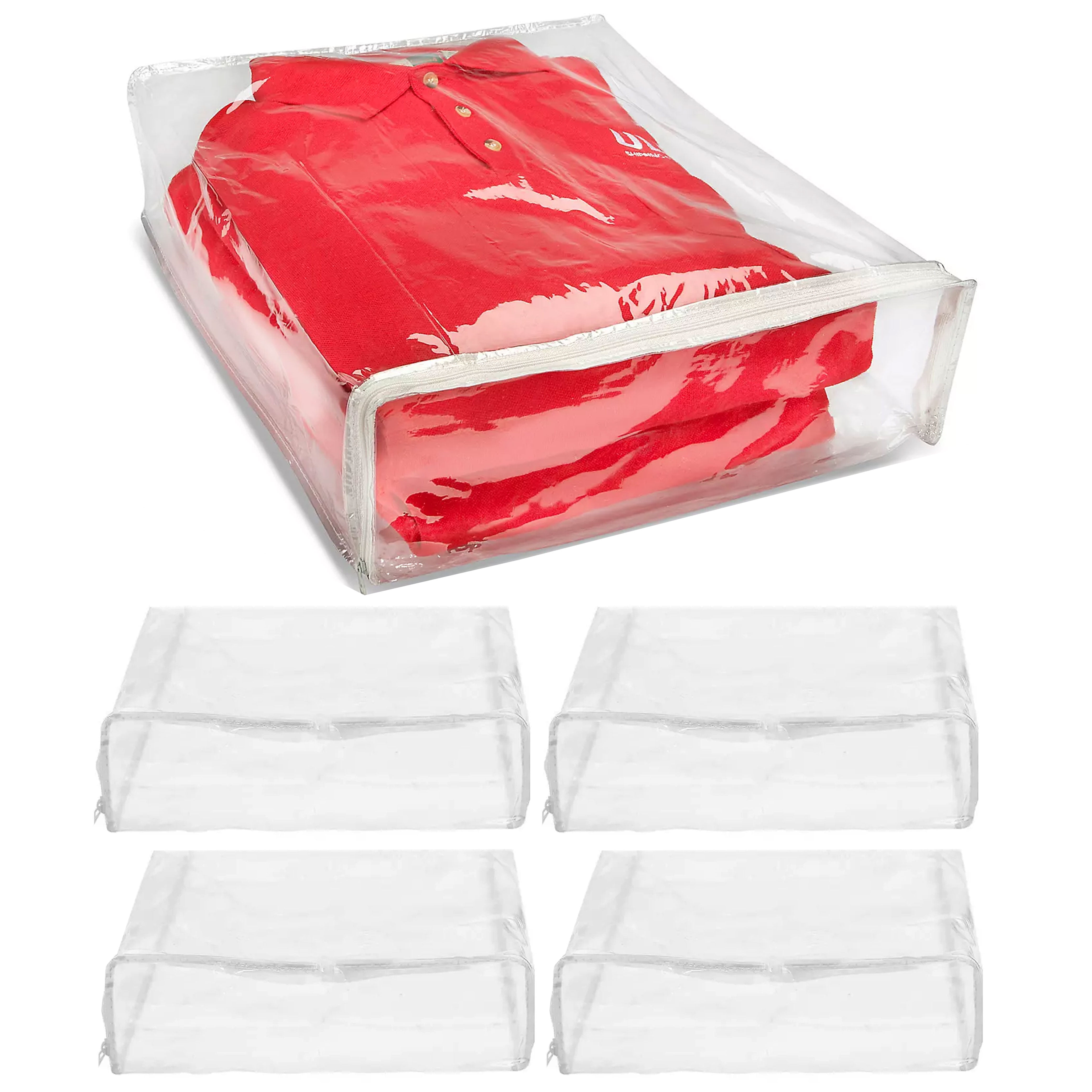 4 Clothes Quilt Blanket Storage Clear Zippered Bag Space Saver