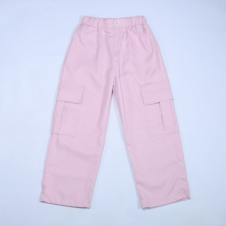 Hessimy Girls Girl's Cargo Pants,Elastic Waist Multi Pocket