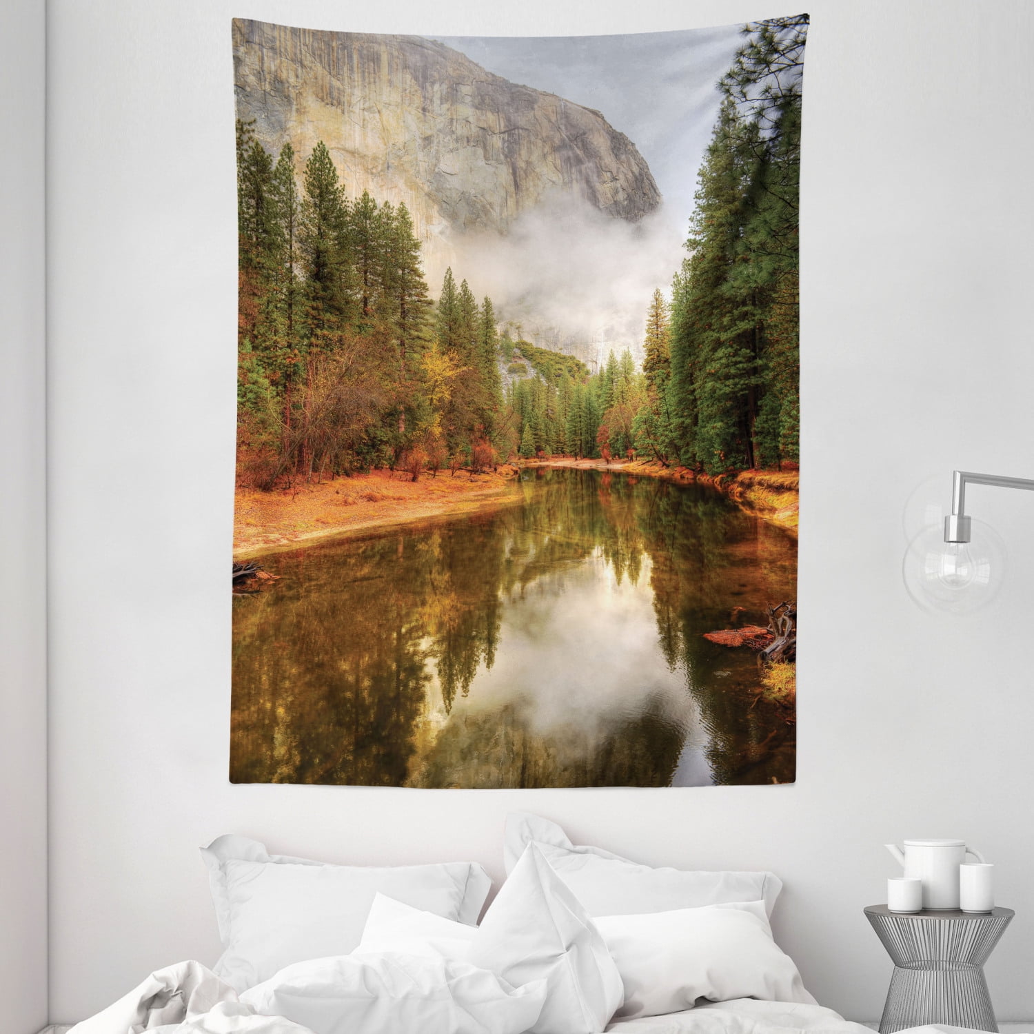 Yosemite Tapestry, Trees Reflections on Merced River Yosemite Valley National Park California in 