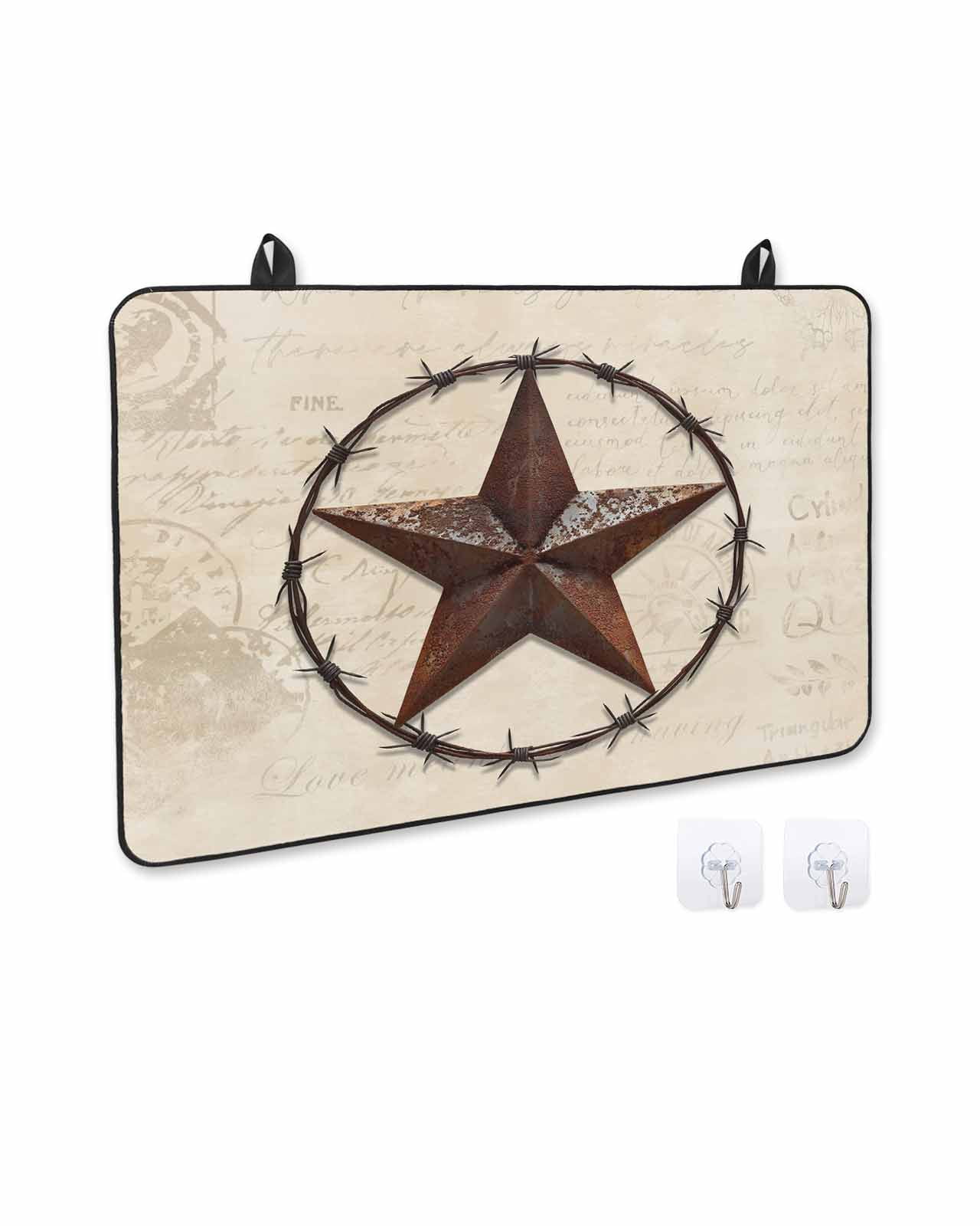 nqOlkjepod Large Induction Cooktop Protector Mat 28.5"x20.5", Texas Star Vintage Stove Top Covers for Electric Stove, Farmhouse Country Stars Western Stove Burner Cover Mats, Glass Top Stove Cover