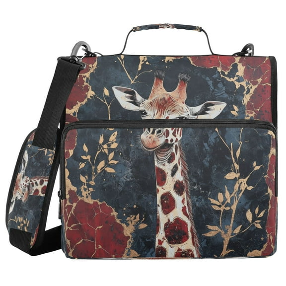 YAZAOO Zipper Binder trapper keeper Documents Organized Design Giraffe's Gaze Printed