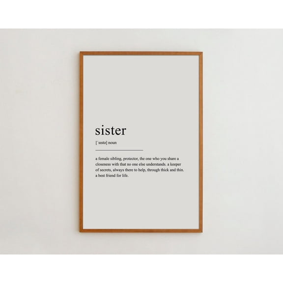 PosterArt Sister Definition Print Poster Minimalist Typography Wall Art, Size 8x12 UNFFRAMED