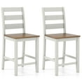 thumbnail image 1 of Gymax Set of 2 Counter Height Chairs w/ Inclined Backrest Rubber Wood Crossbars, 1 of 8