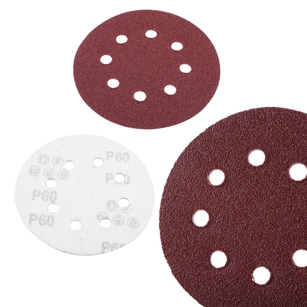Lijado 100 Uds 8 Agujeros 5 "discos De Papel De Lija Para Pulido Redondos Hoja De Lijado Grano 60/80/100/120/240