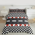 thumbnail image 2 of jejeloiu Racing Track Bedding Comforter Set,Speed Sport Game Twin Comforter Sets,Black White Plaid Bedding Set For Teens,Luxury Bedroom Decor Reversible,2pcs, 2 of 8