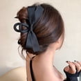 thumbnail image 5 of Large Black Bow Satin Hair Clips for Women - Soft Ribbon Barrettes - Glossy Accessories for Thin and Thick Curly Hair - 2-Piece Set, 5 of 6