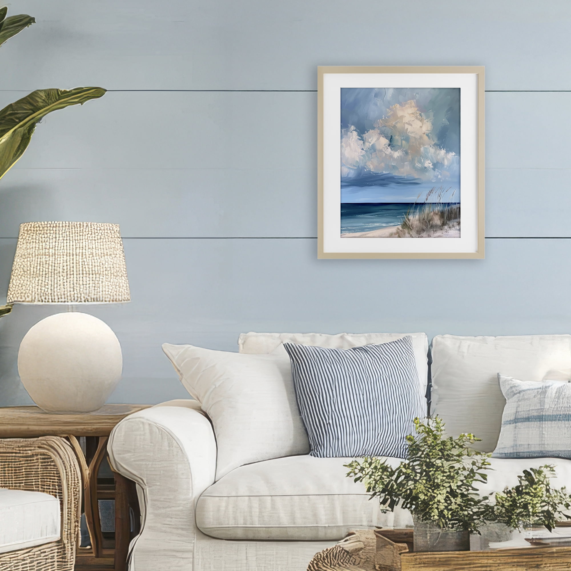 Stupell Industries A Storm Is Coming on Beach Birch Framed Print Under Glass, design by Petal Prints Design