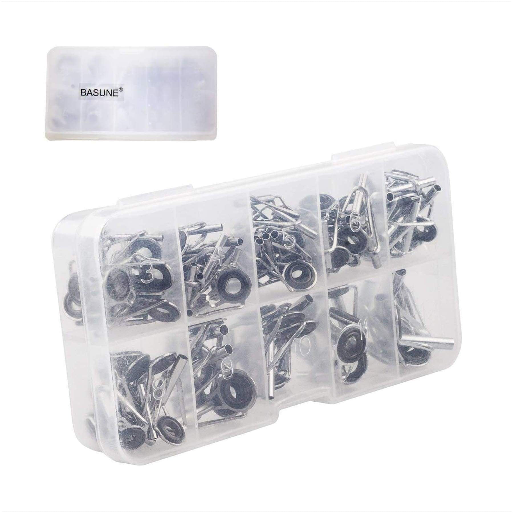 80pc Sea Fishing Rod Guide Rings Mixed Size Ceramic Fish Pole Repair Tips Tool