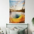 thumbnail image 4 of Yellowstone Tapestry, Morning Glory Pool in Yellowstone National Park Winter Scene Landmark Theme, Wall Hanging for Bedroom Living Room Dorm Decor, 40W X 60L Inches, Orange Brown, by Ambesonne, 4 of 5