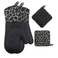thumbnail image 1 of 4 Pcs Silicone Oven Mitts And Pot Holders Set (black), 1 of 3